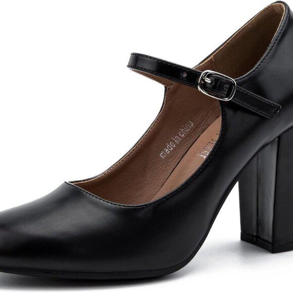 Women's Synthetic Suede Round Toe Block Heel Pumps 8.5